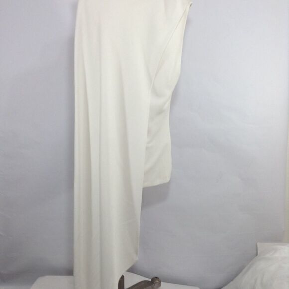 Narciso Rodriquez One Shoulder Asymmetrical Hem Satin Cape Blouse Size 8 - Picture 3 of 9
